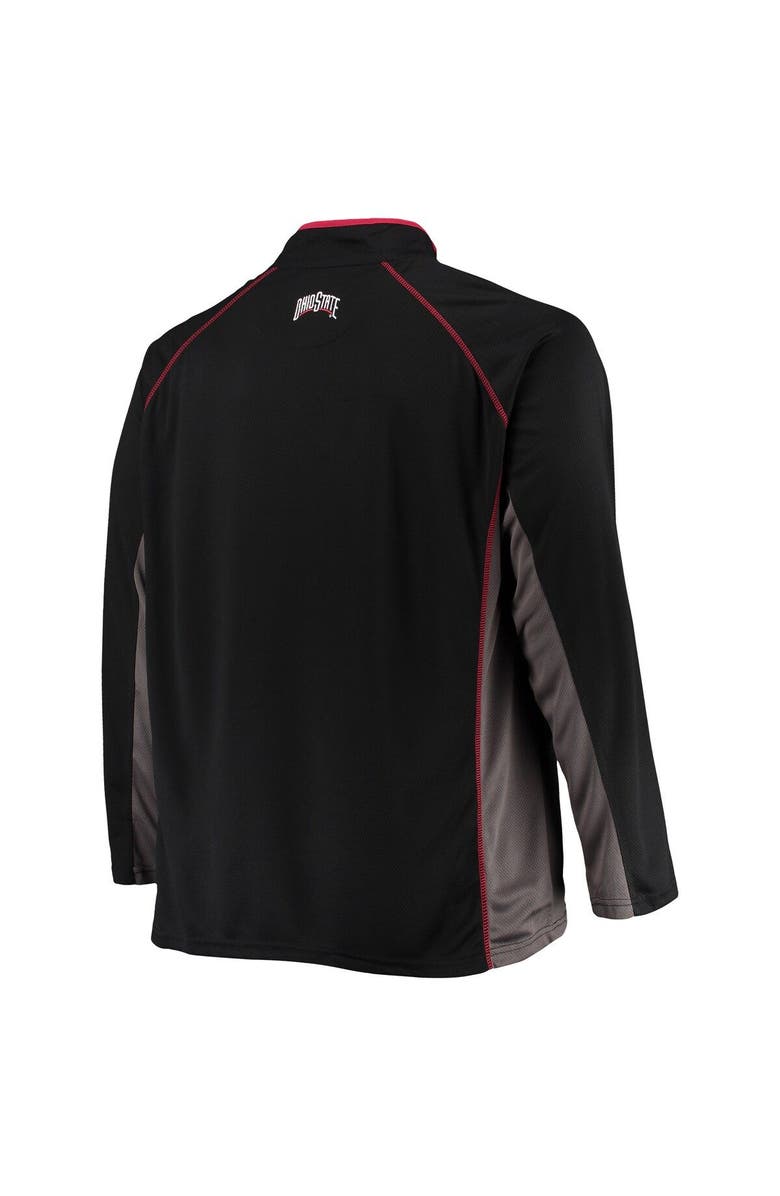 PROFILE Men's Black Ohio State Buckeyes Big & Tall Textured Raglan Quarter-Zip Jacket, Alternate, color, 