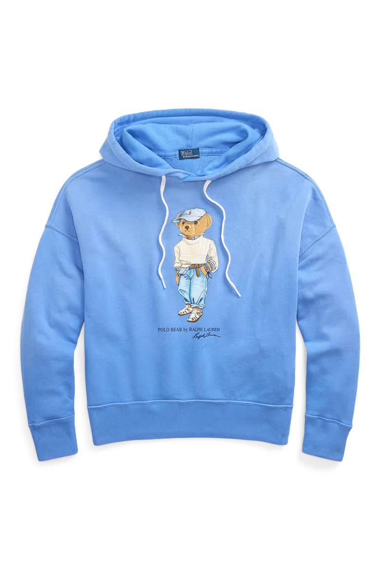 Polo Bear Embroidered Fleece Graphic Hoodie, Alternate, color, SUMMER BLUE