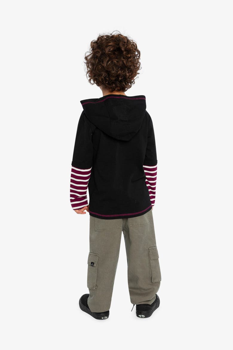 Fake Double Sleeve Hooded Stripe Detail Shirt, Alternate, color, Royal Blue and Red