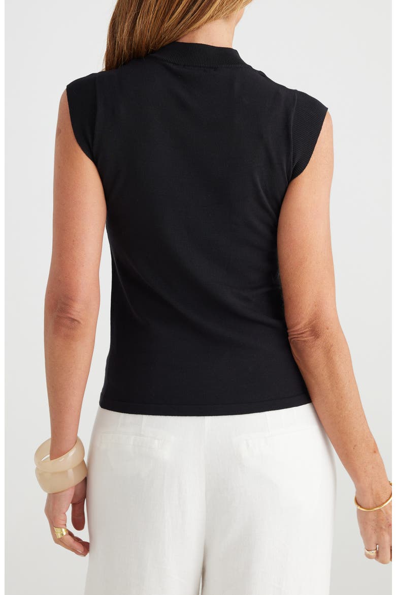 Paula Mock Neck Cap Sleeve Sweater, Alternate, color, BLACK