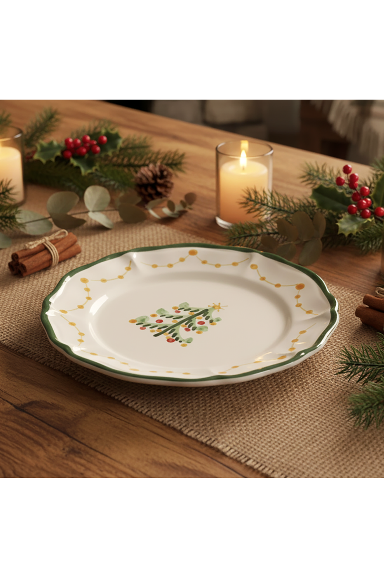 Magia (Christmas Tree) Dinner Plate, Alternate, color, White