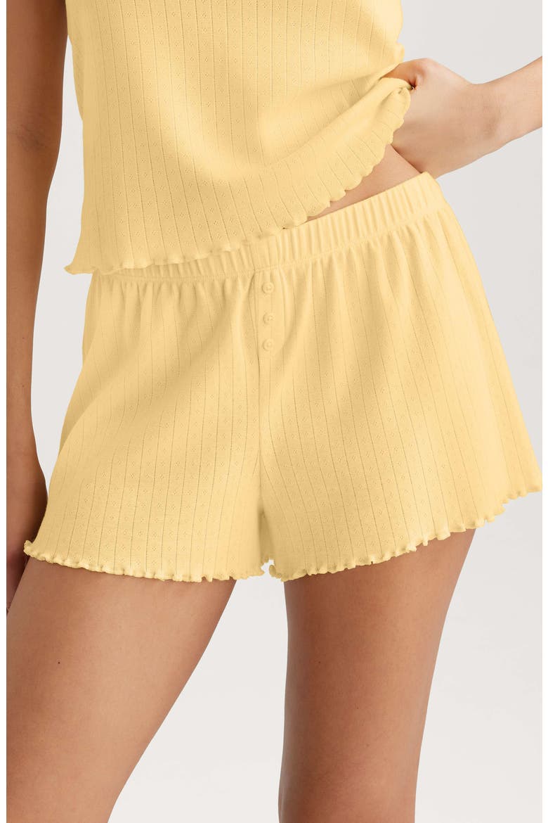 Pointelle Rib Sleep Shorts, Main, color, YELLOW