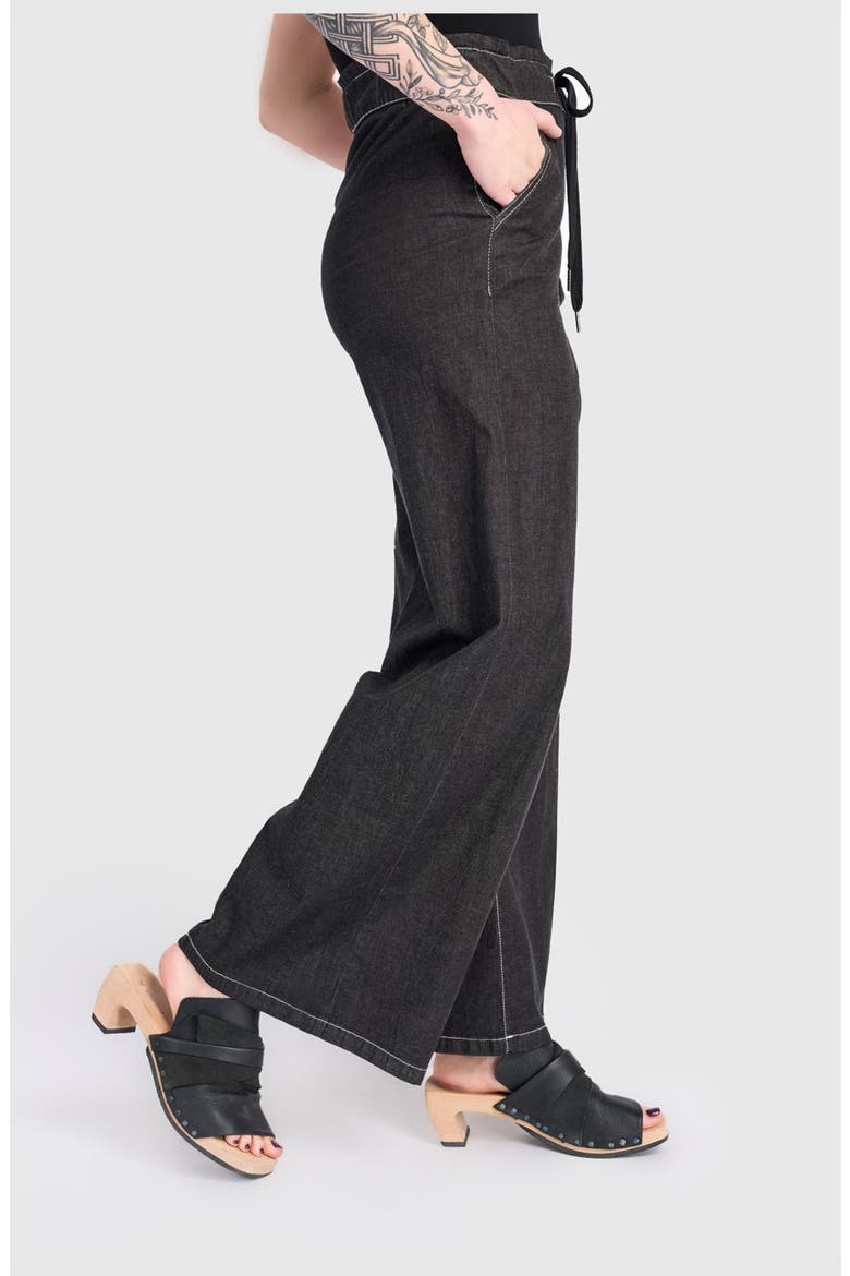 Washed Wide Leg Stretch Jeans, Alternate, color, Jet Denim