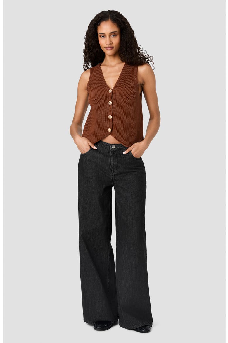 Mozart Rib V-Neck Vest, Alternate, color, CHESTNUT BROWN
