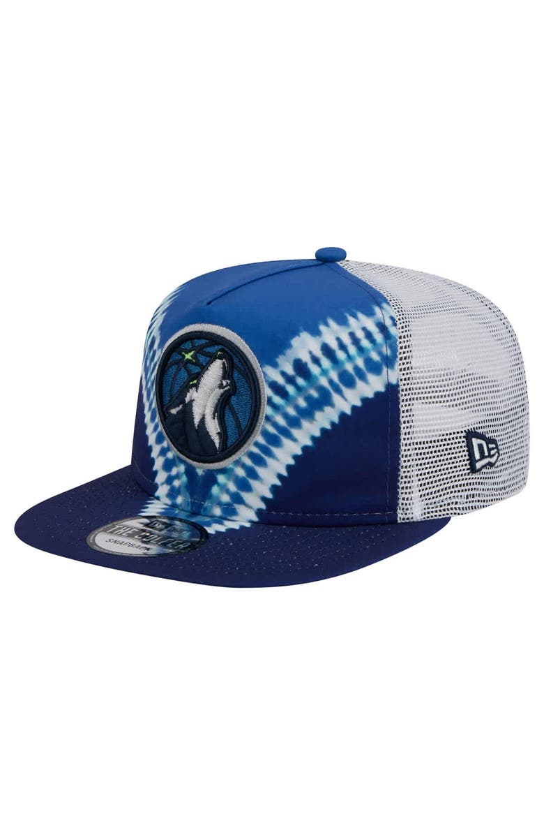 New Era Men's New Era Navy/Blue Minnesota Timberwolves Throwback Dye Golfer Snapback Hat, Main, color, 