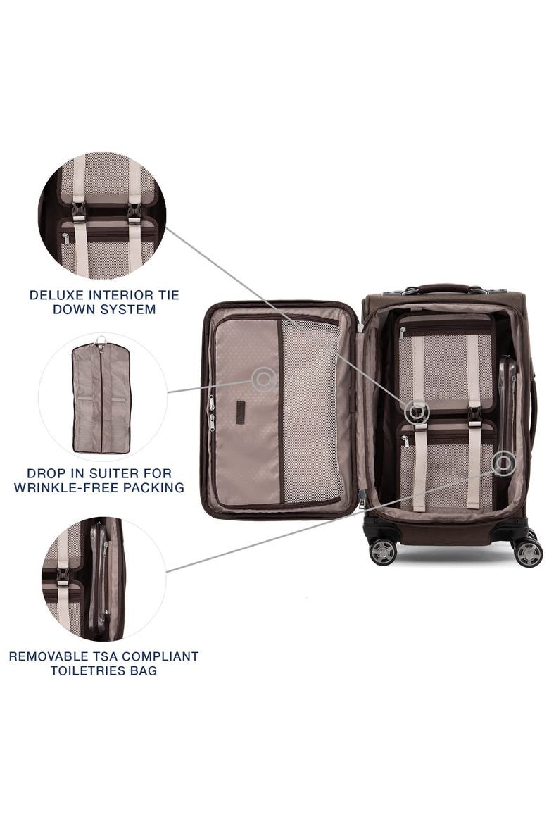 Platinum Elite Softside Expandable 21" Carry On Spinner Luggage, Alternate, color, Rich Espresso Brown