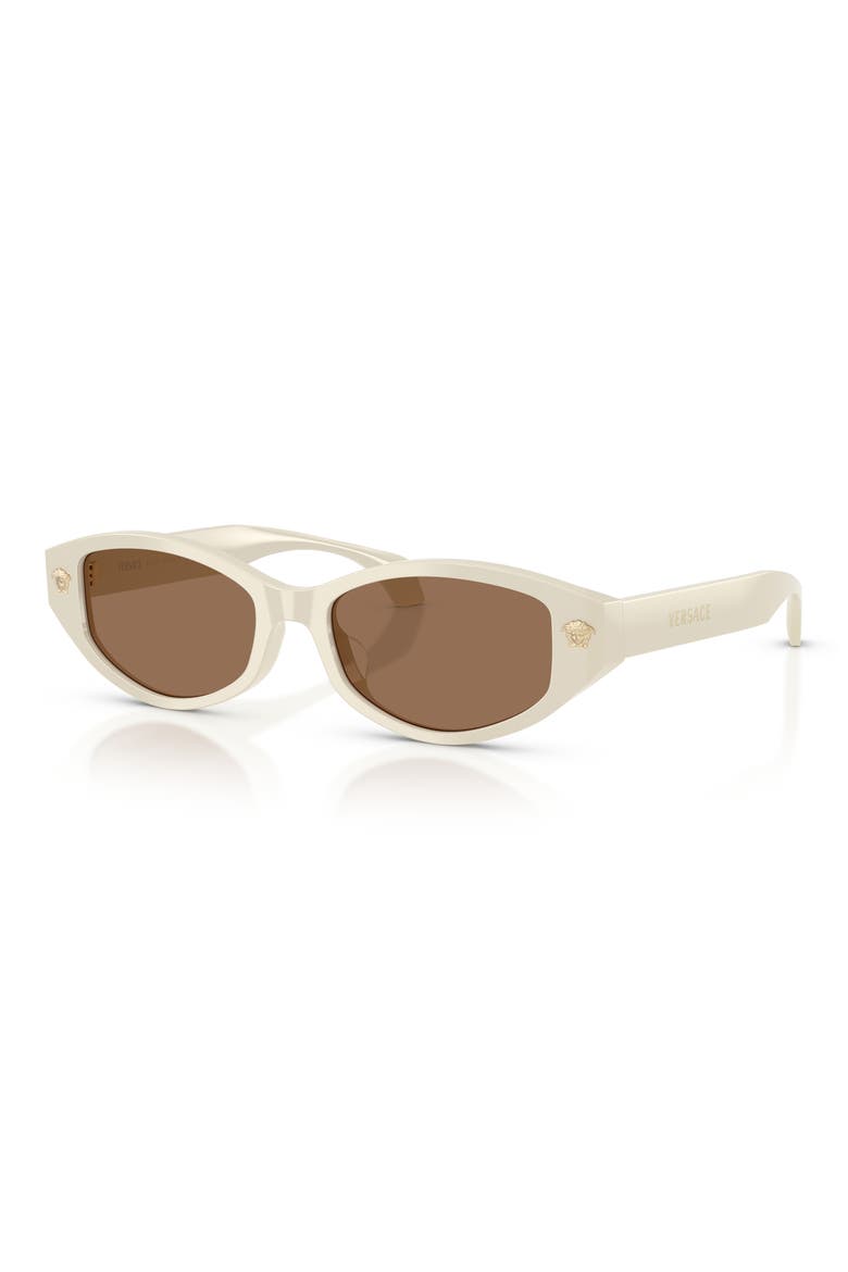 54mm Cat Eye Sunglasses, Alternate, color, WHITE TALC / DARK BROWN