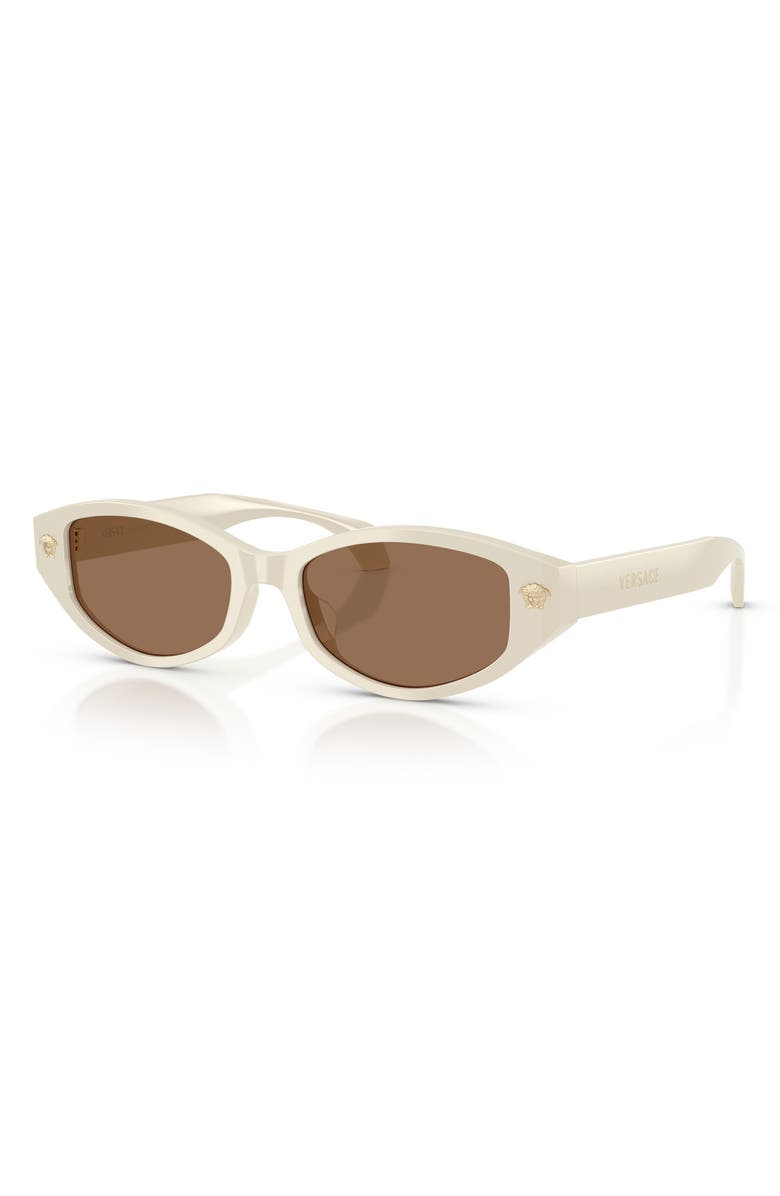 Versace 54mm Cat Eye Sunglasses, Alternate, color, White Talc / Dark Brown