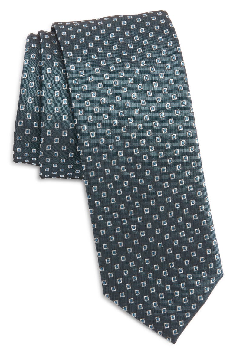 Micropattern Silk Blend Tie, Main, color, DARK GREY