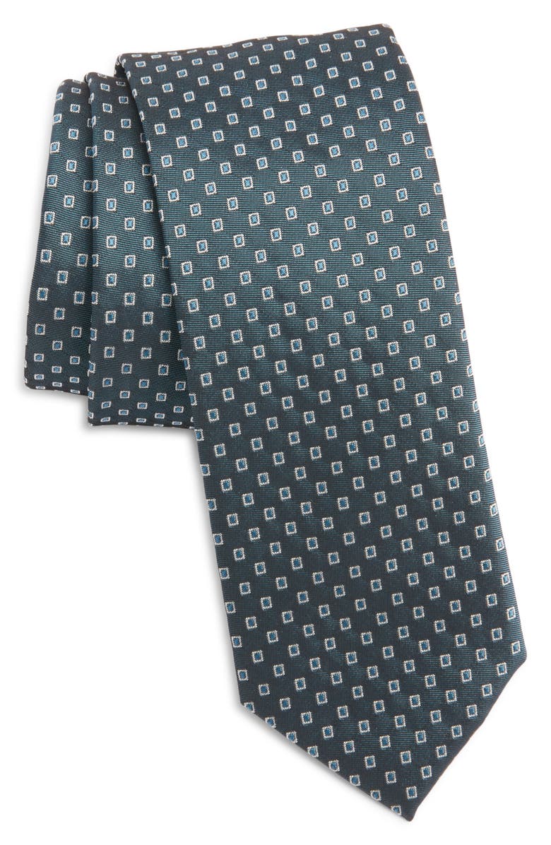 BOSS Micropattern Silk Blend Tie, Main, color,