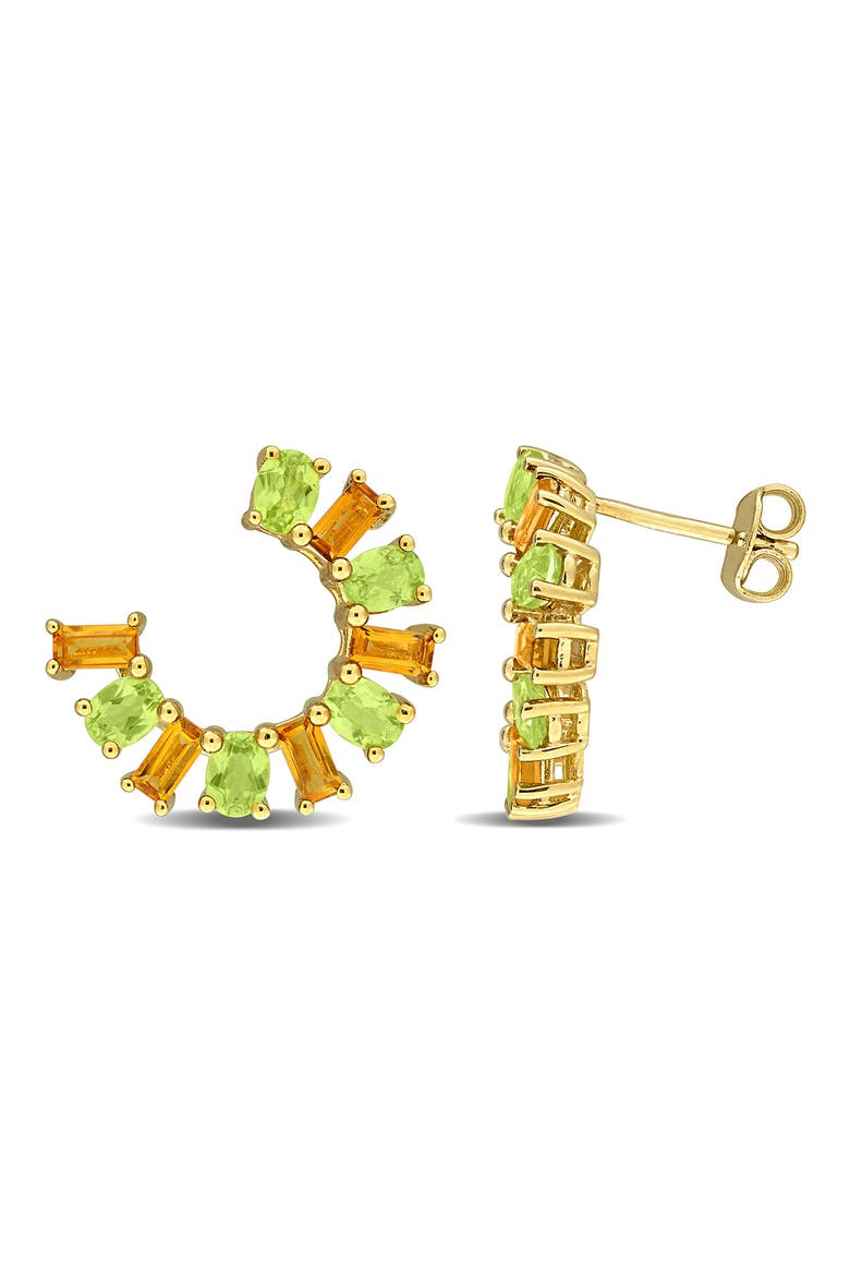 Peridot & Citrine Hoop Earrings, Main, color, GREEN MULTI