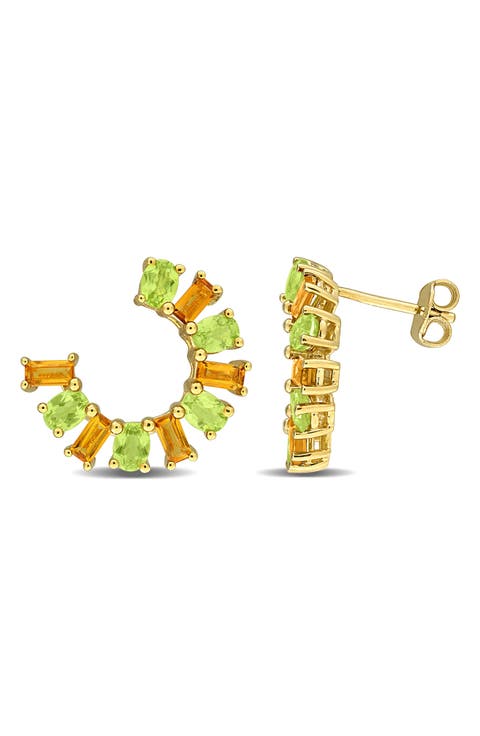 Peridot & Citrine Hoop Earrings