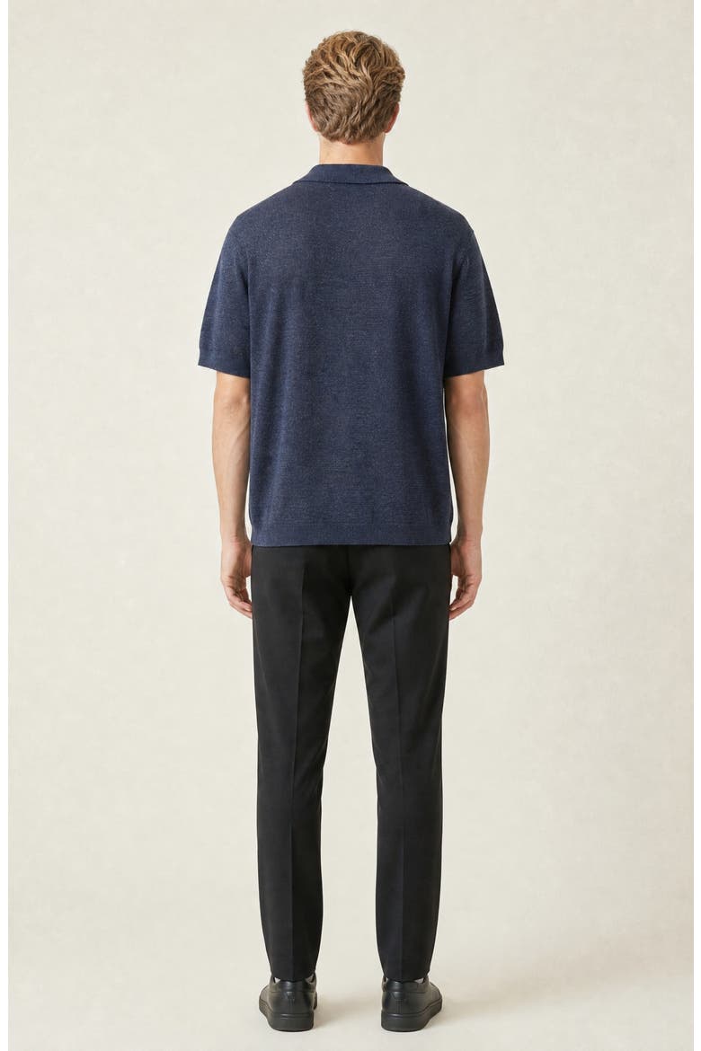 Textured Short Sleeve Knit Polo Shirt, Alternate, color, Navy Blue