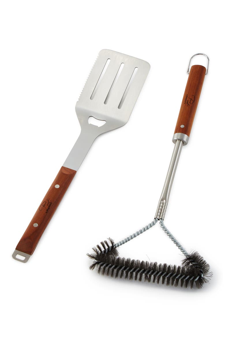 BBQ Turner & Brush Set, Main, color, BROWN