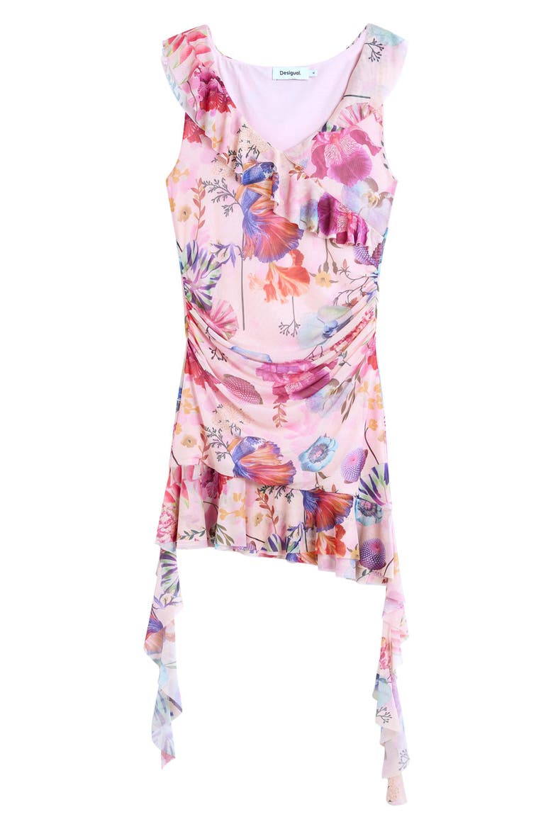 Lacroix Print Asymmetric Minidress, Alternate, color, PINK MULTI