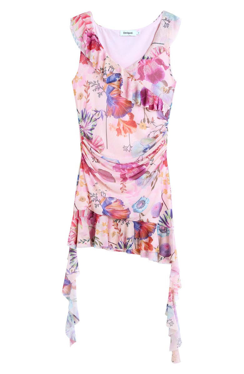 Desigual Lacroix Print Asymmetric Minidress, Alternate, color, Pink Multi