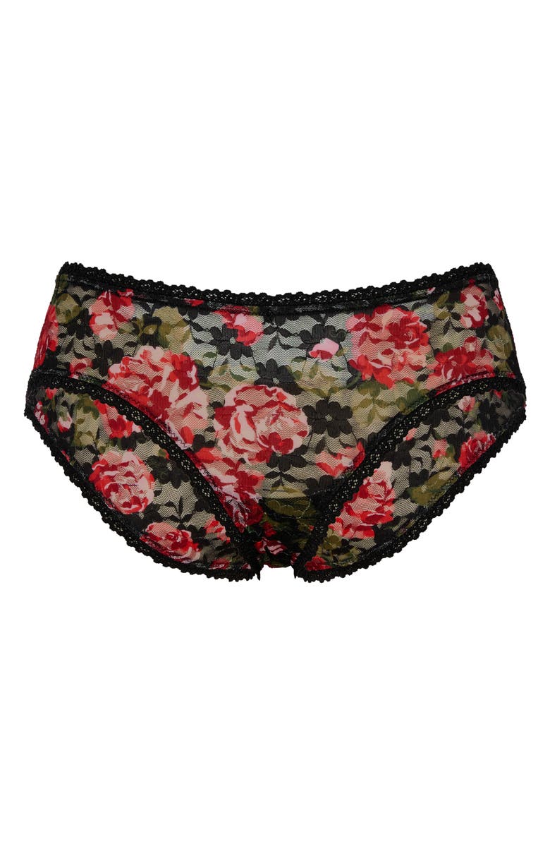 SAVAGE X FENTY Sinful Rose Lace Briefs, Main, color, Black Caviar Rosy Passions