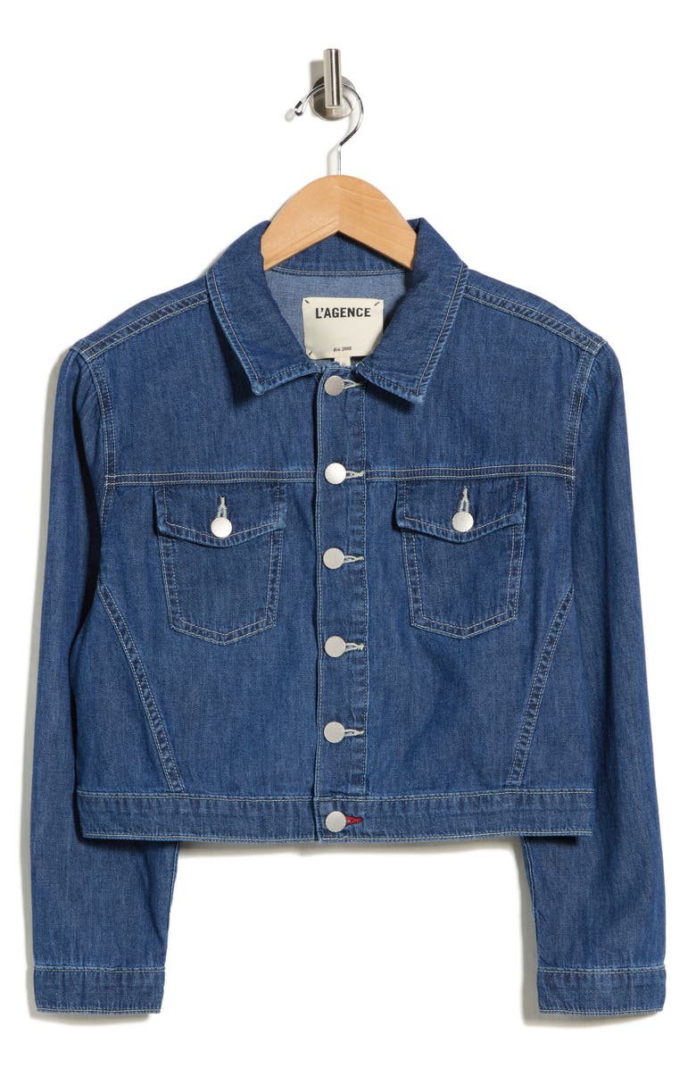 L'AGENCE Koda Crop Denim Jacket, Alternate, color, Spokane
