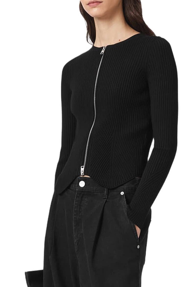 Cruz Zip Cardigan, Alternate, color, BLACK