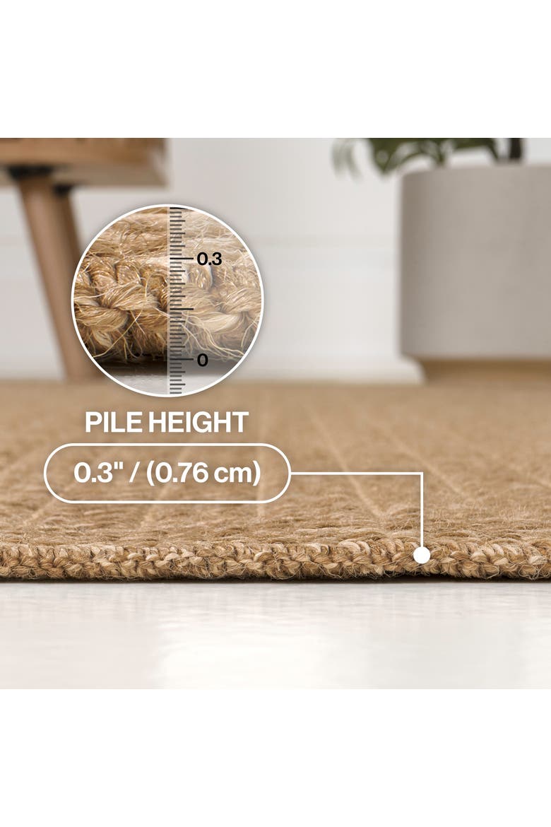 Maxine Easy Jute Contemporary Border Boho Fine Rib Weave Indoor/Outdoor Area Rug, Alternate, color, Natural