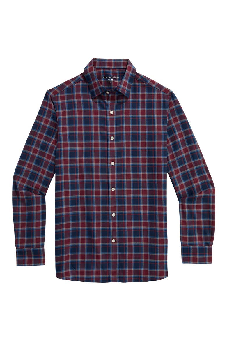 Jethro Plaid Tech Twill Button-Up Shirt, Main, color, CRIMSON