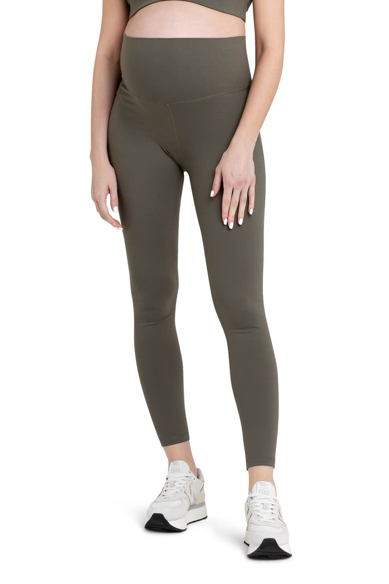 Tempo Stretch Nylon Pocket Maternity Leggings, Main, color, KHAKI