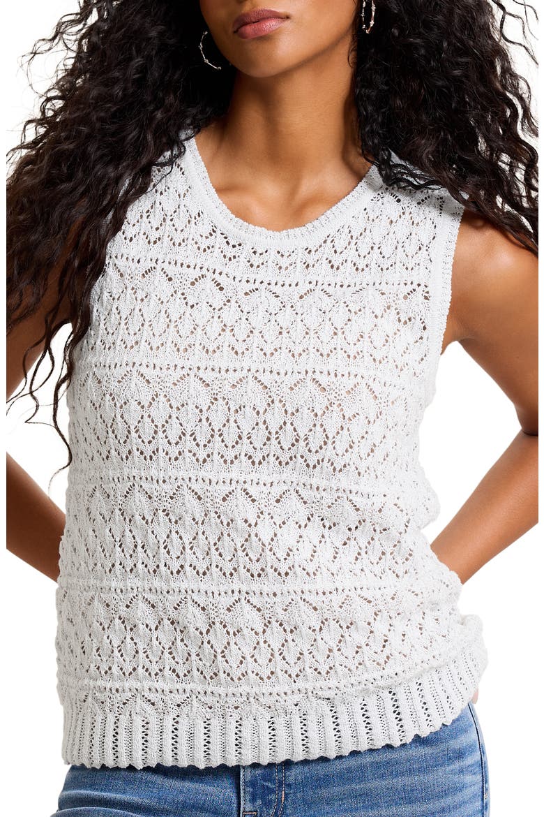 Crochet Stitch Sleeveless Sweater, Main, color, WHITE