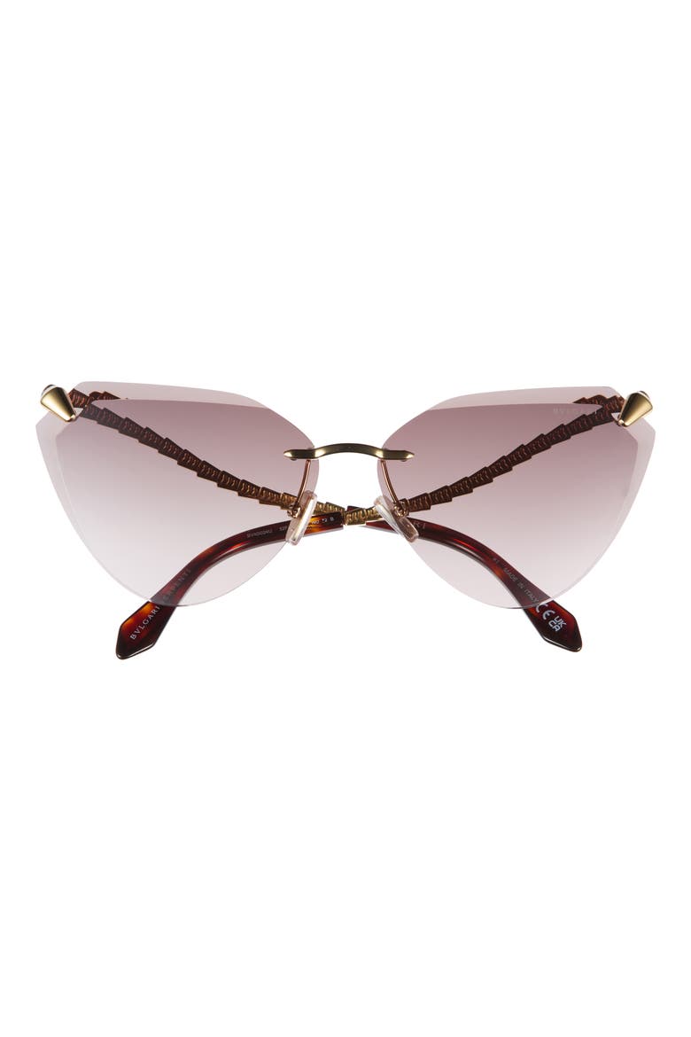 Serpenti Viper Rimless Cat Eye Sunglasses, Main, color, GOLD / GRADIENT BROWN