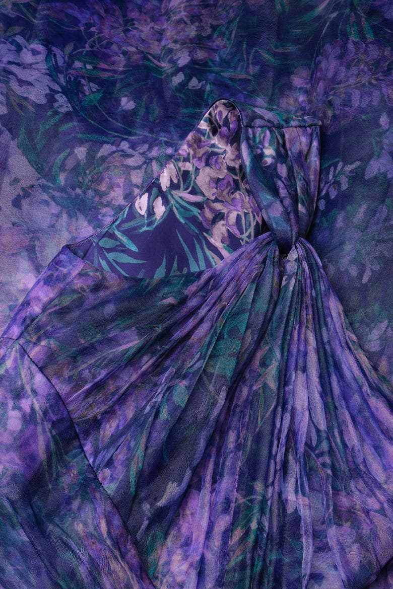 Orania One Shoulder Gown, Alternate, color, Botanic Twilight