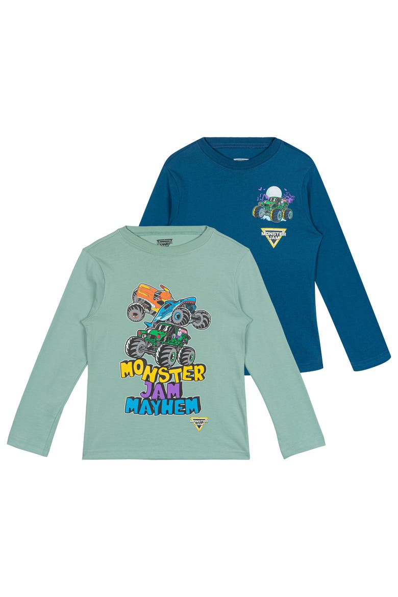 2-Pack Long Sleeve T-Shirt, Main, color, Sage Blue Grave Digger