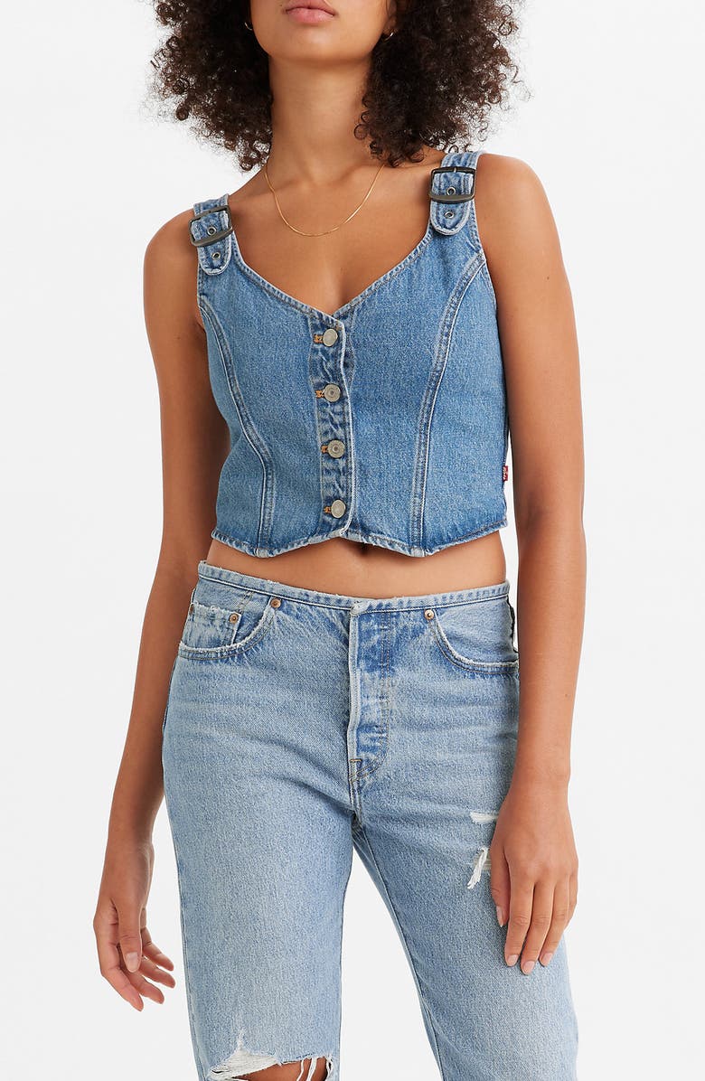 Levi's<sup>®</sup> Charlie Denim Crop Vest, Main, color,