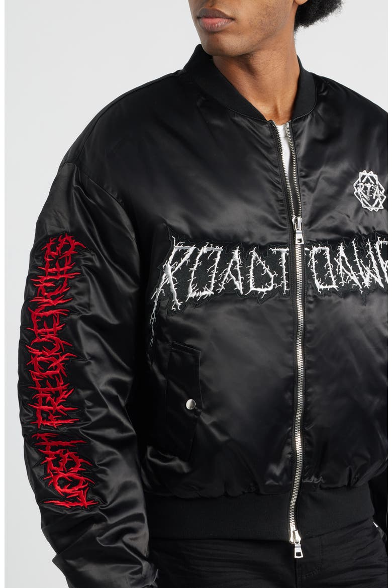 Harvard Lost Frequency Bomber Jacket, Alternate, color, SHINY BLACK