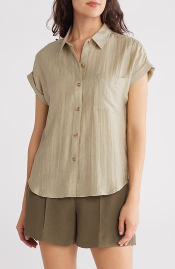 BLU PEPPER BLU PEPPER CRINKLED BUTTON-UP SHIRT 