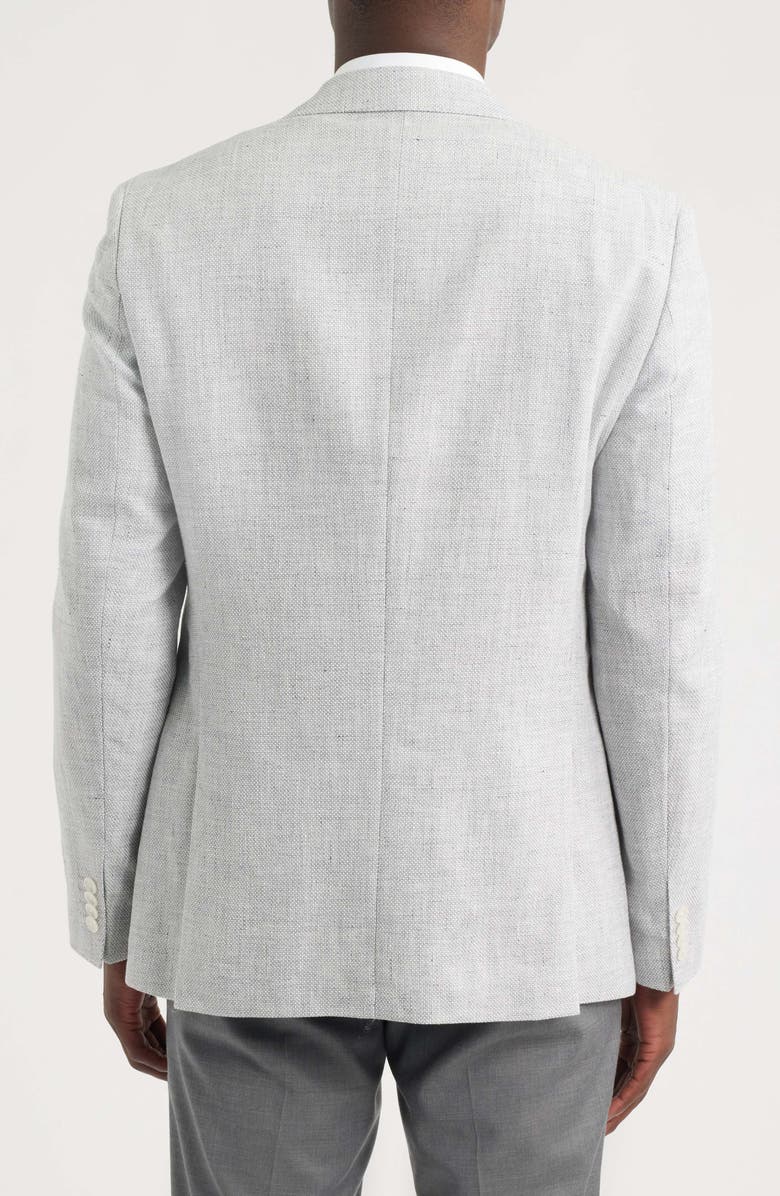 BOSS Hutson Slim Fit Grey Mélange Slub Linen & Cotton Blend Sport Coat, Alternate, color, Open Grey