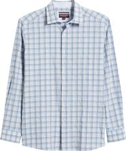 Johnston & Murphy Outline Grid Plaid Button-Up Shirt