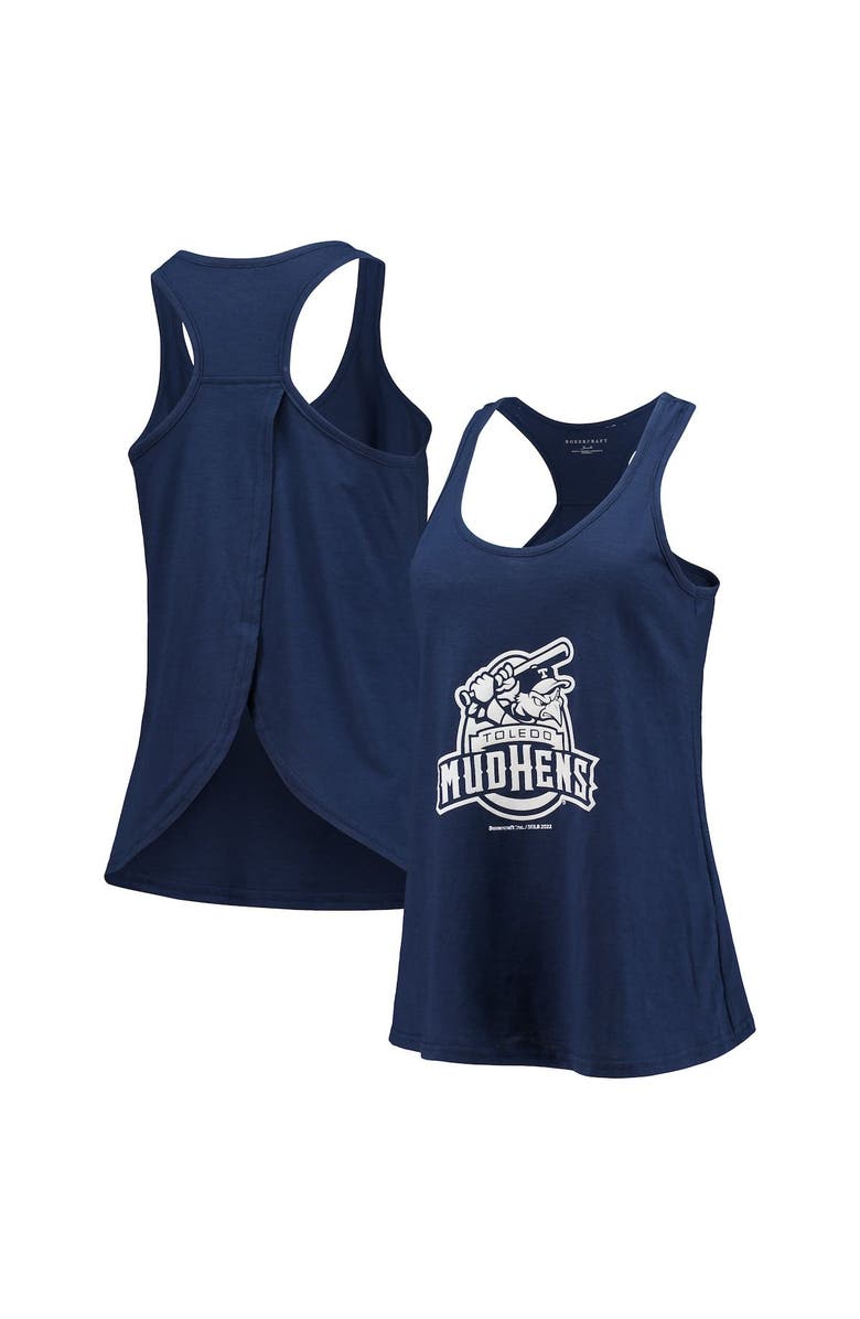 BOXERCRAFT Women's Navy Toledo Mud Hens Charm Scoop Neck Racerback Tank Top, Main, color, 