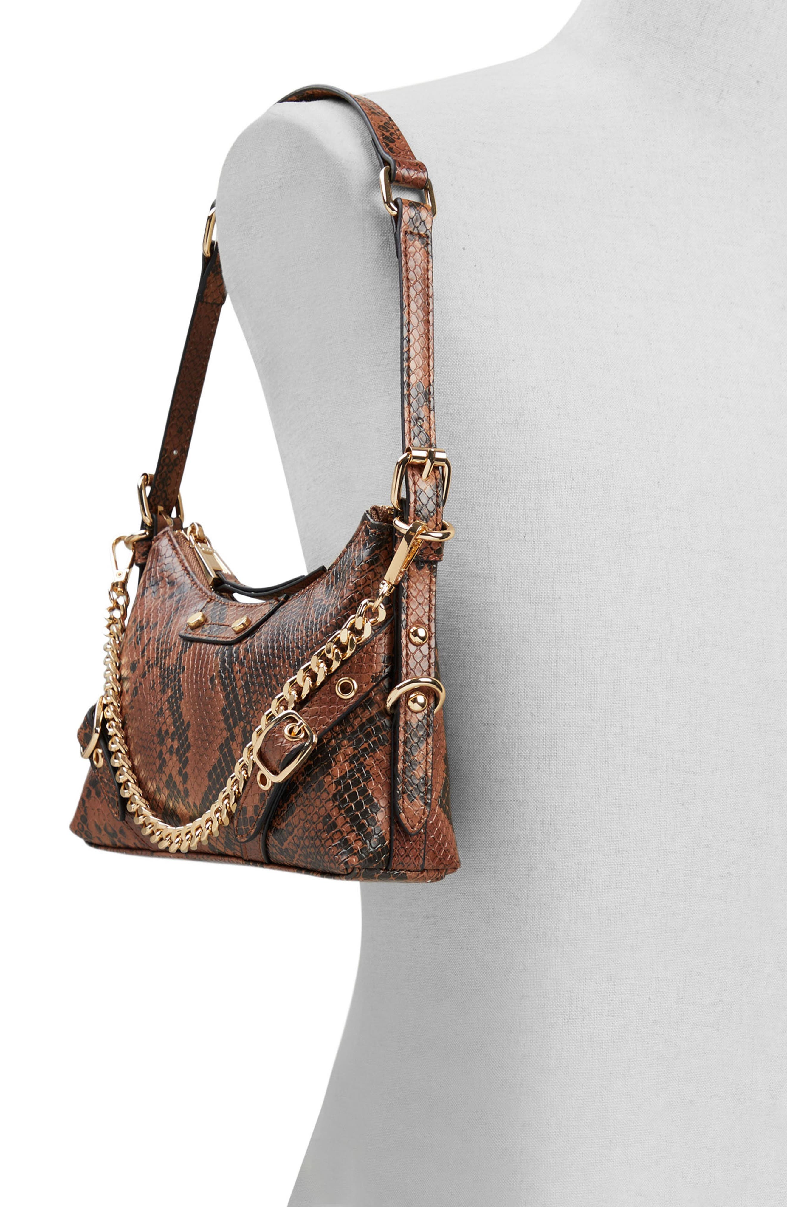 ALDO Farelix Croc Embossed Faux Leather Shoulder Bag, Alternate, color, 