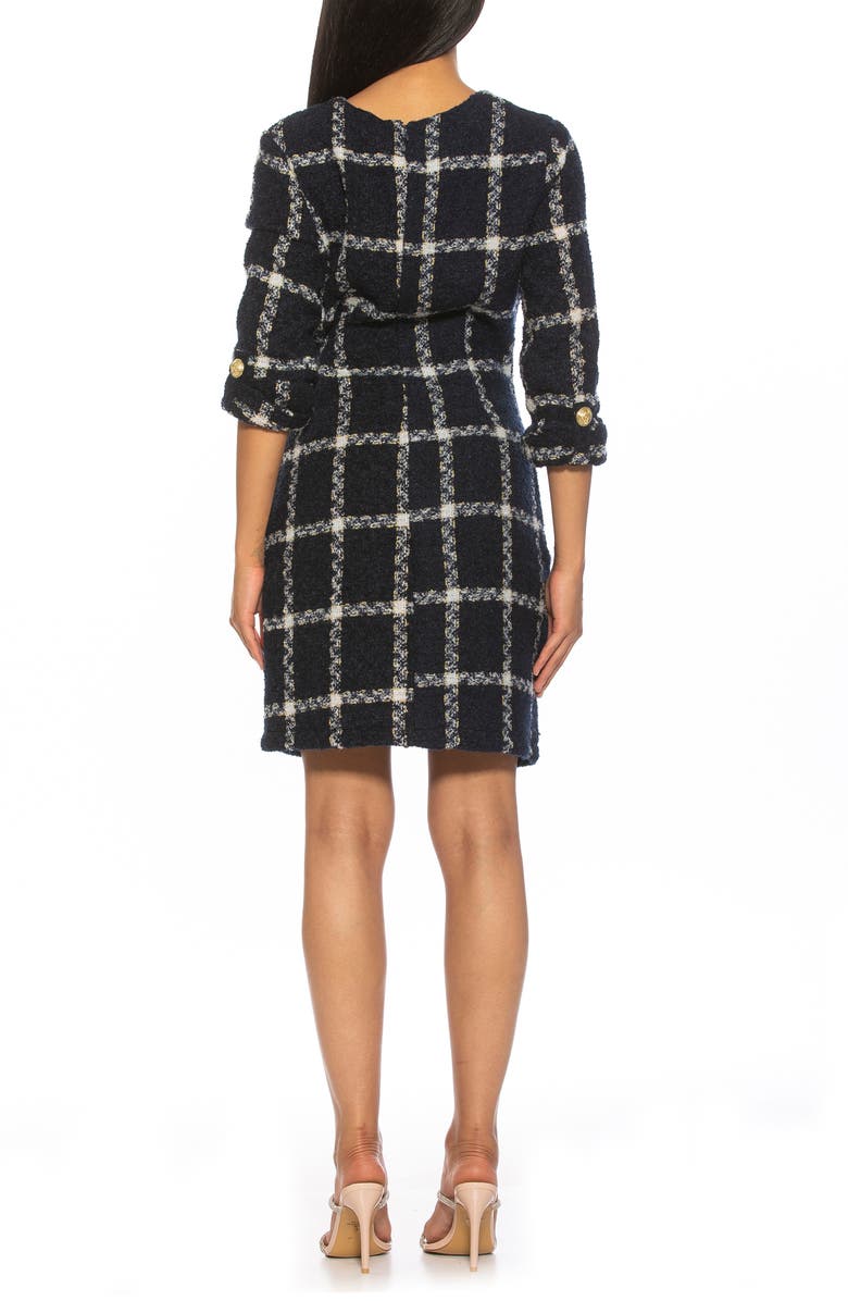 Alexia Admor Anna Windowpane 3/4 Sleeve Tweed Shift Dress, Alternate, color, 