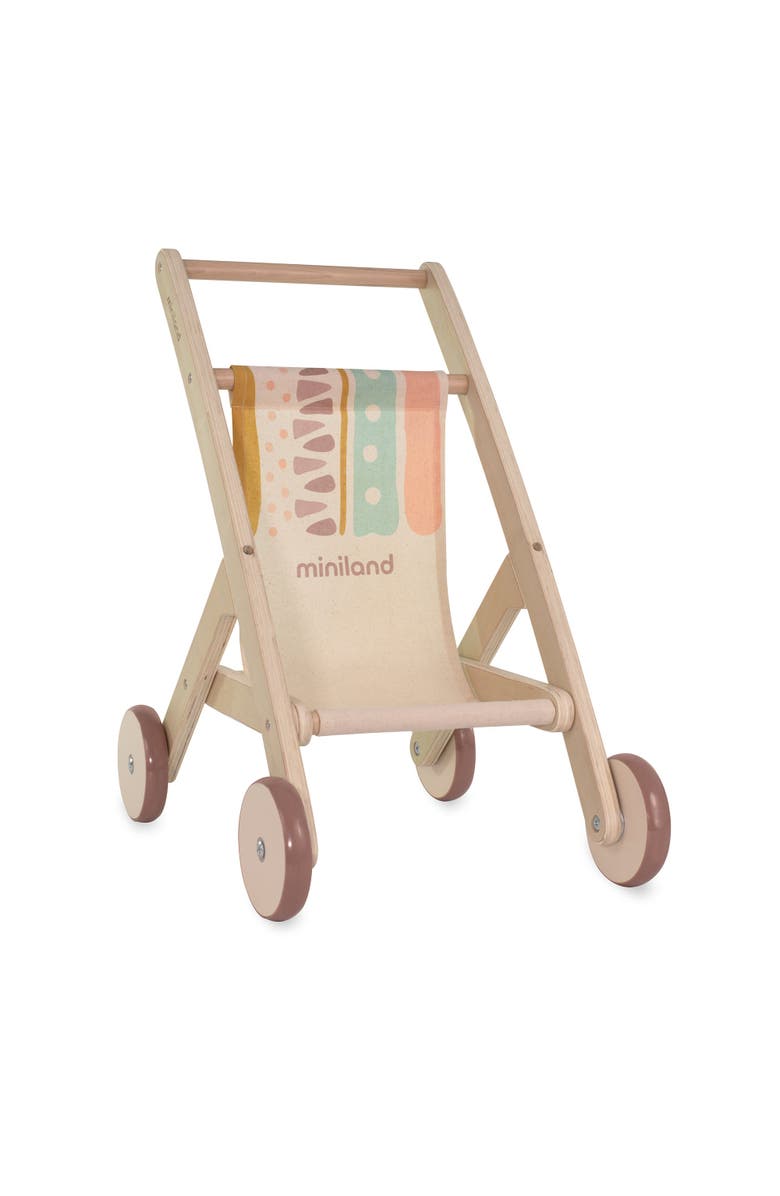 Miniland Wooden Doll Stroller for Dolls up to 15", Main, color, 