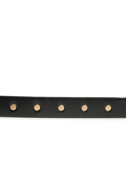 Allsaints Flat Stud Double Keeper Leather Belt In Black
