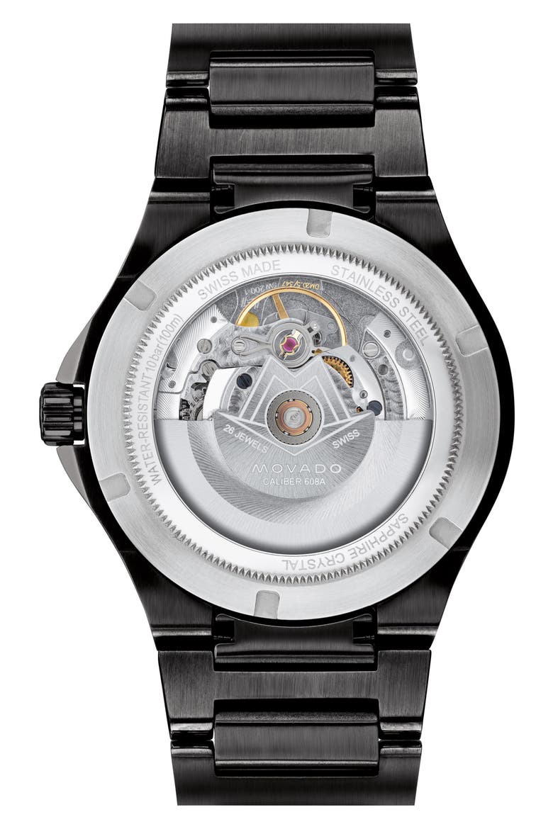 S.E. Automatic Bracelet Watch, 41mm, Alternate, color, BLACK