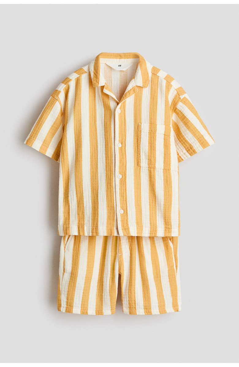 H&M 2-piece cotton muslin set, Alternate, color, White/Yellow Striped