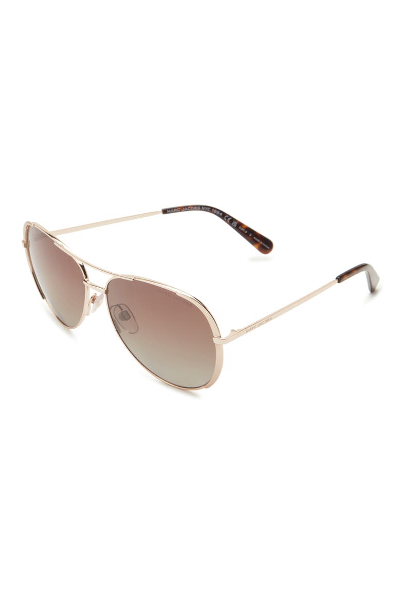 59mm Gradient Polarized Aviator Sunglasses, Alternate, color, GOLD BROWN