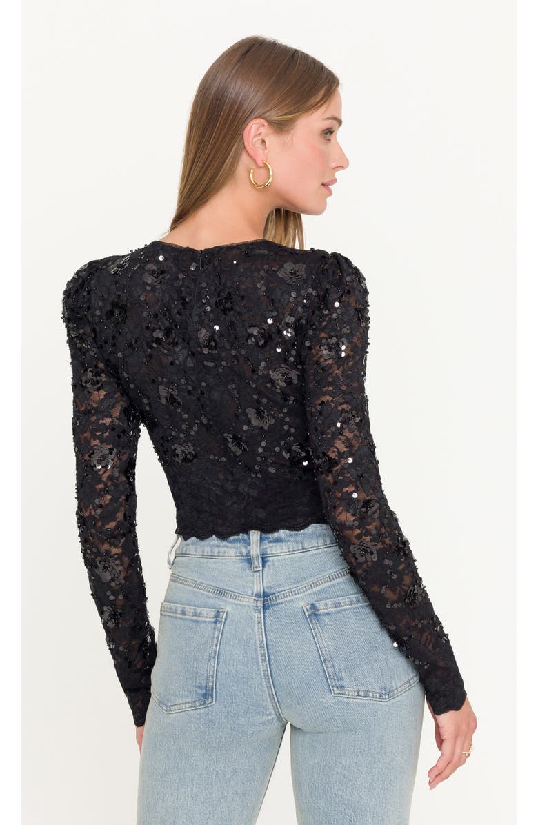 Generation Love Safia Sequin Lace Top, Alternate, color, Black