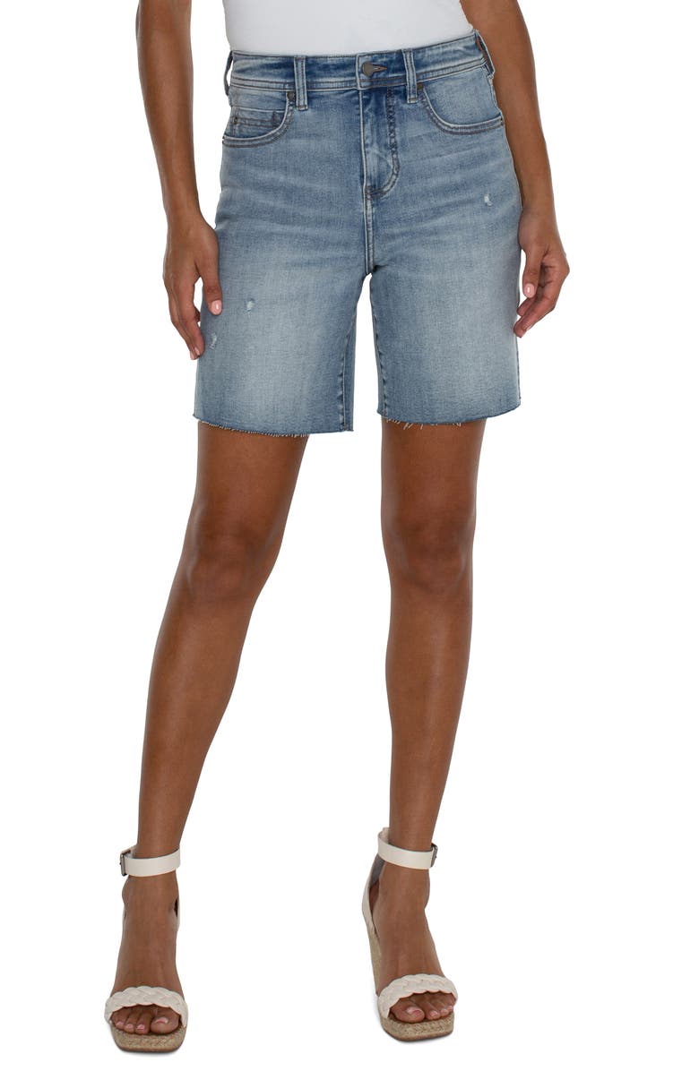 Liverpool Los Angeles Tucker Mid Thigh Denim Cutoff Shorts, Main, color,