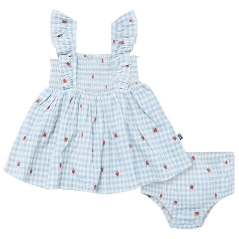 Ruffle Sleeve Dress and Diaper Cover Set