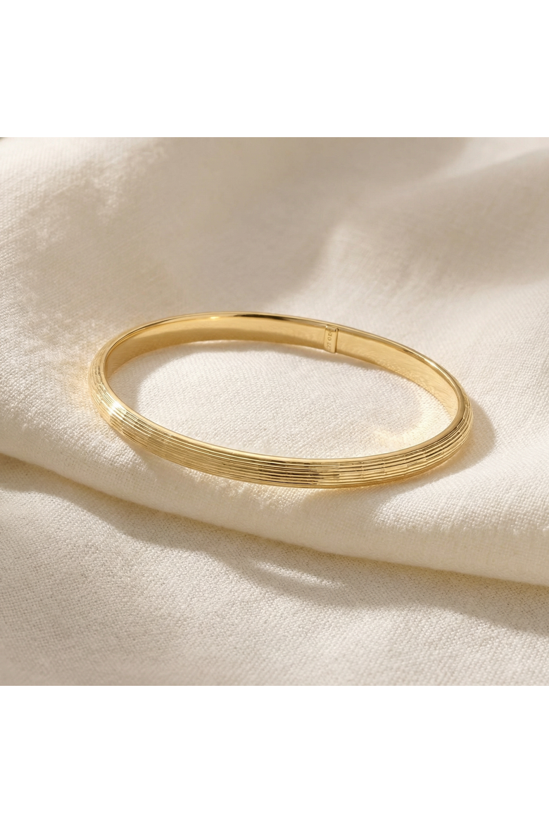 5mm Brushed Bangle Bracelet 18k Gold Over Silver, Alternate, color, 18k Yellow Gold