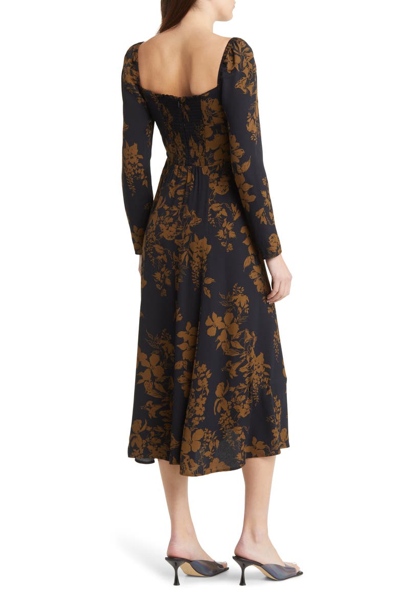 Sigmund Long Sleeve Midi Dress, Alternate, color, NIGHT GARDEN