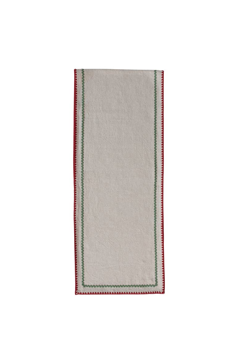 Woven Cotton Table Runner with Ric Rac Trim, Main, color, Multicolor