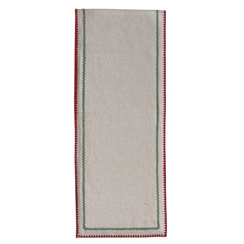 Woven Cotton Table Runner with Ric Rac Trim